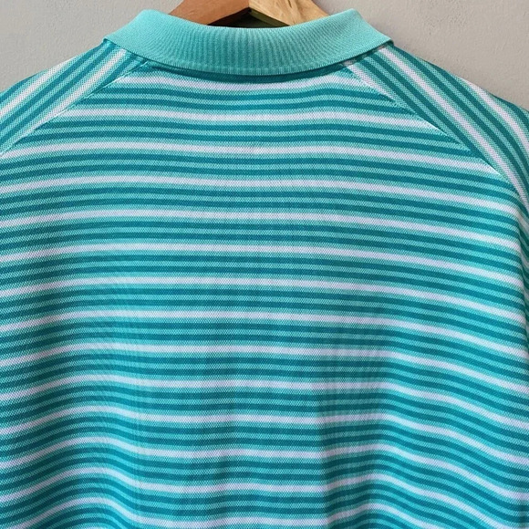Nike Men's Size XL Short Sleeve Dri-FIT Victory Striped Golf Polo Shirt Aqua - Picture 13 of 16